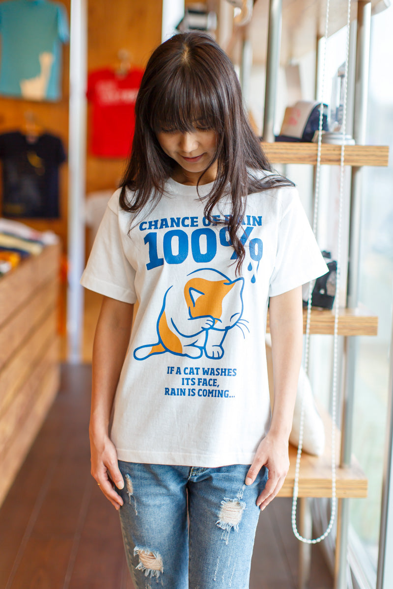 預購|貓奴至愛| 貓咪洗臉絕對會落雨棉短袖 T-SHIRT