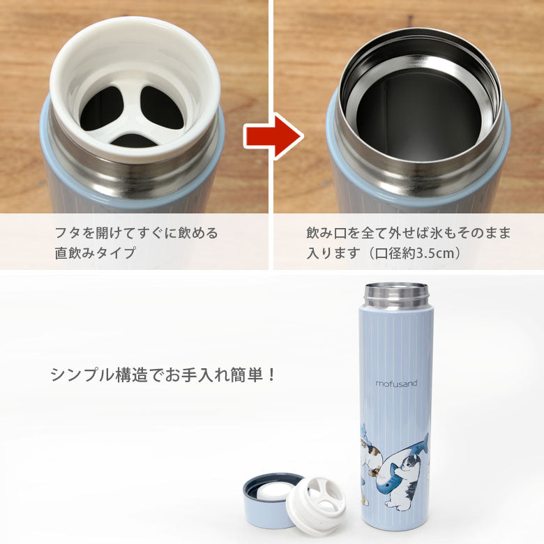 預購|Mofusand軟綿綿貓咪400ml輕量長型保溫瓶