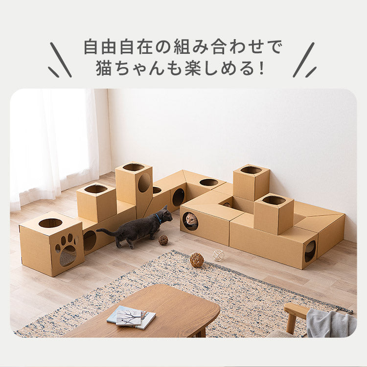 預購|日本 IRIS 品牌貓貓快樂紙皮組合式玩樂隧道