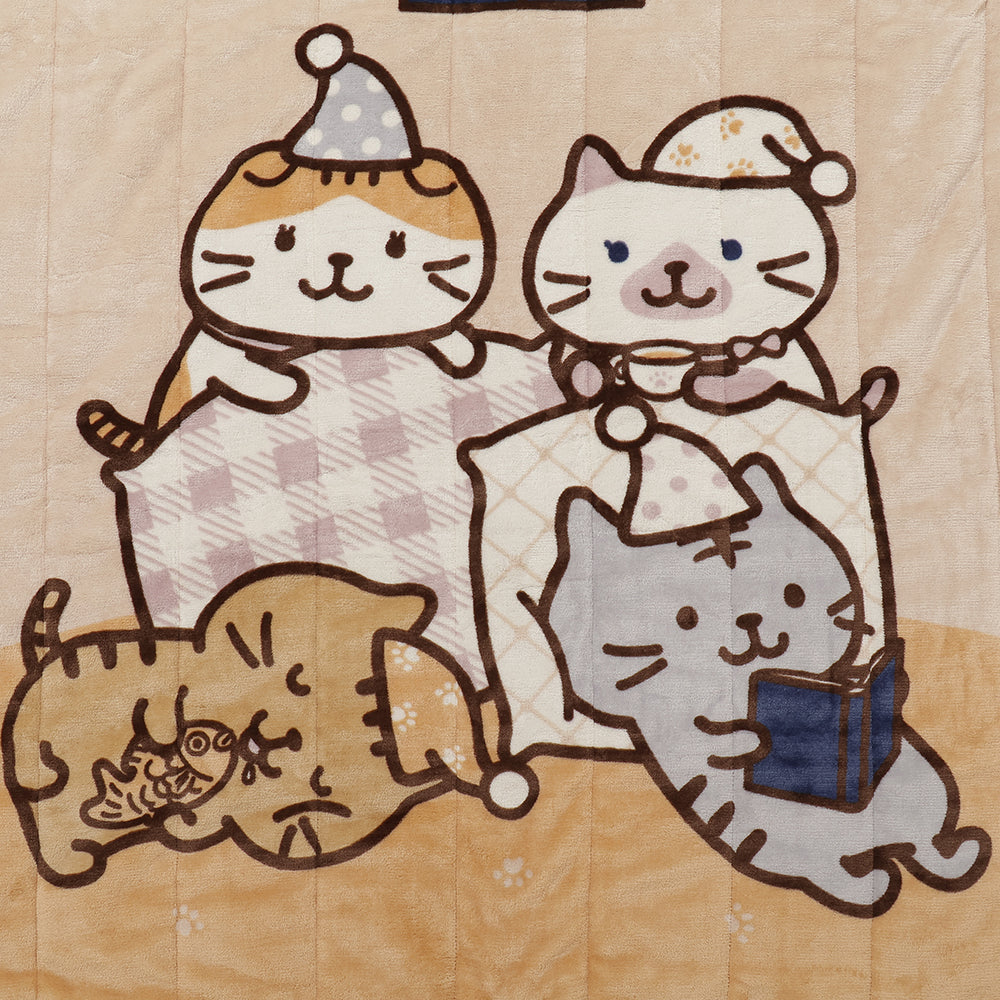 預購 | FukuFukuNyanko 冬日貓貓家族吸濕發熱單人被