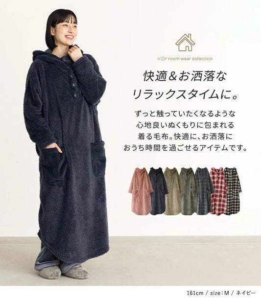 Nor 暖洋洋抓毛連帽晨褸