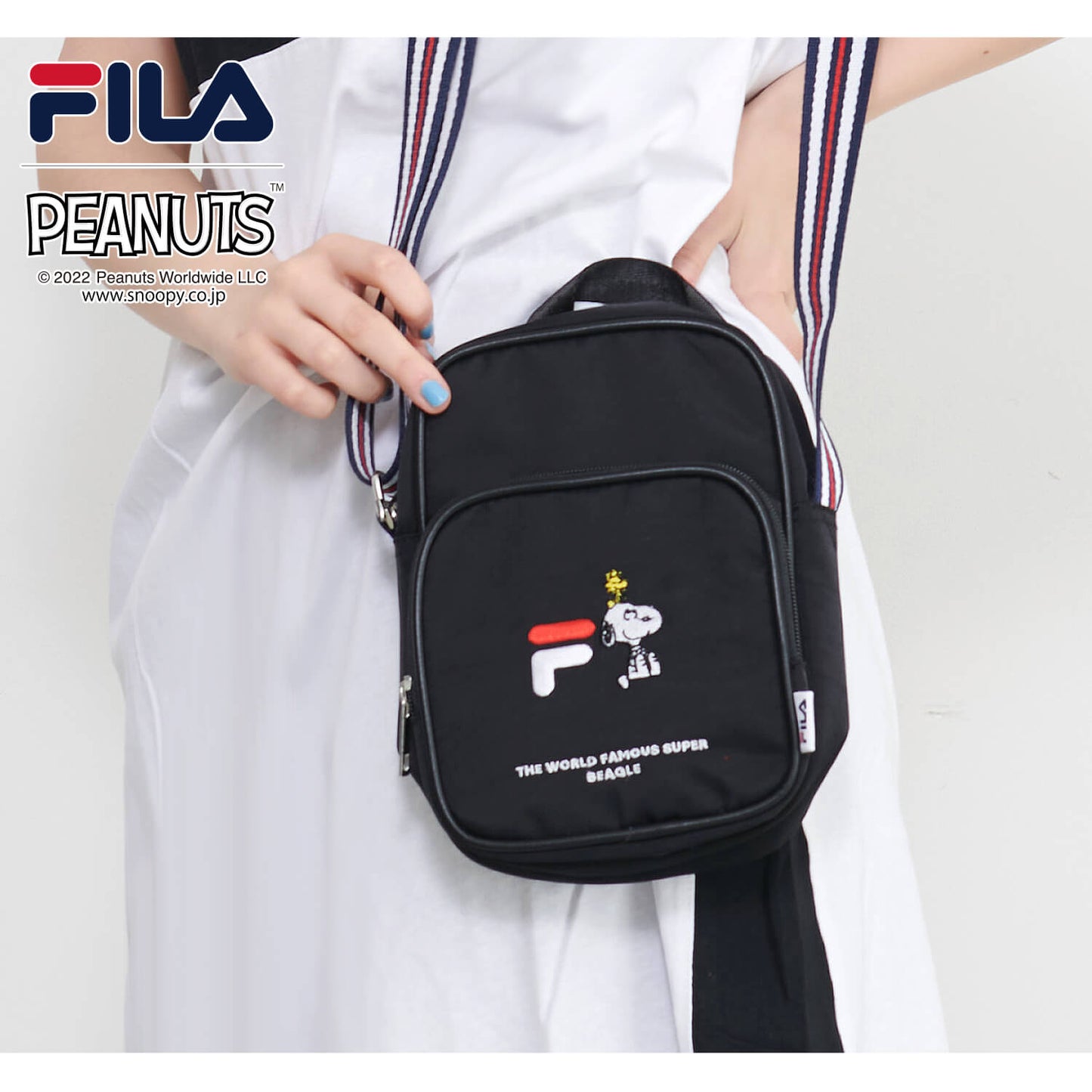 FILA x SNOOPY 美式校園風直身斜孭袋