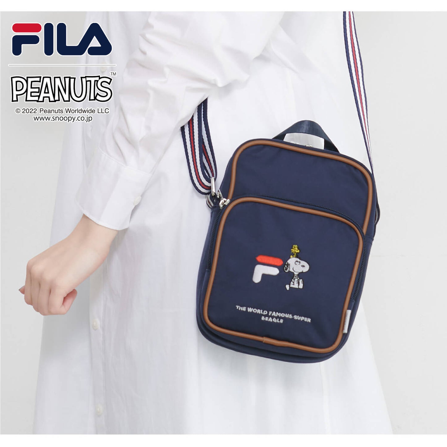 FILA x SNOOPY 美式校園風直身斜孭袋