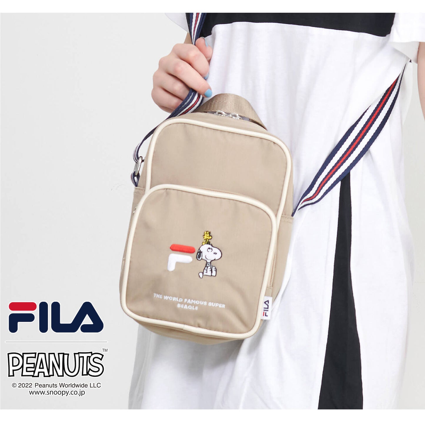 FILA x SNOOPY 美式校園風直身斜孭袋